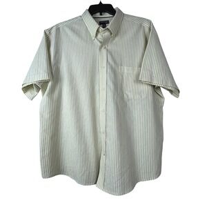 St. Johns Bay Mens XXL Striped Button Down Dress Shirt Casual Work Office Yellow